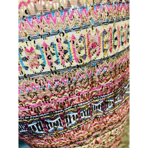 Women’s LovPosh Multicolored Skirt SzS Boho Fully Lined Zip Closure Gold Sequins - Picture 5 of 10